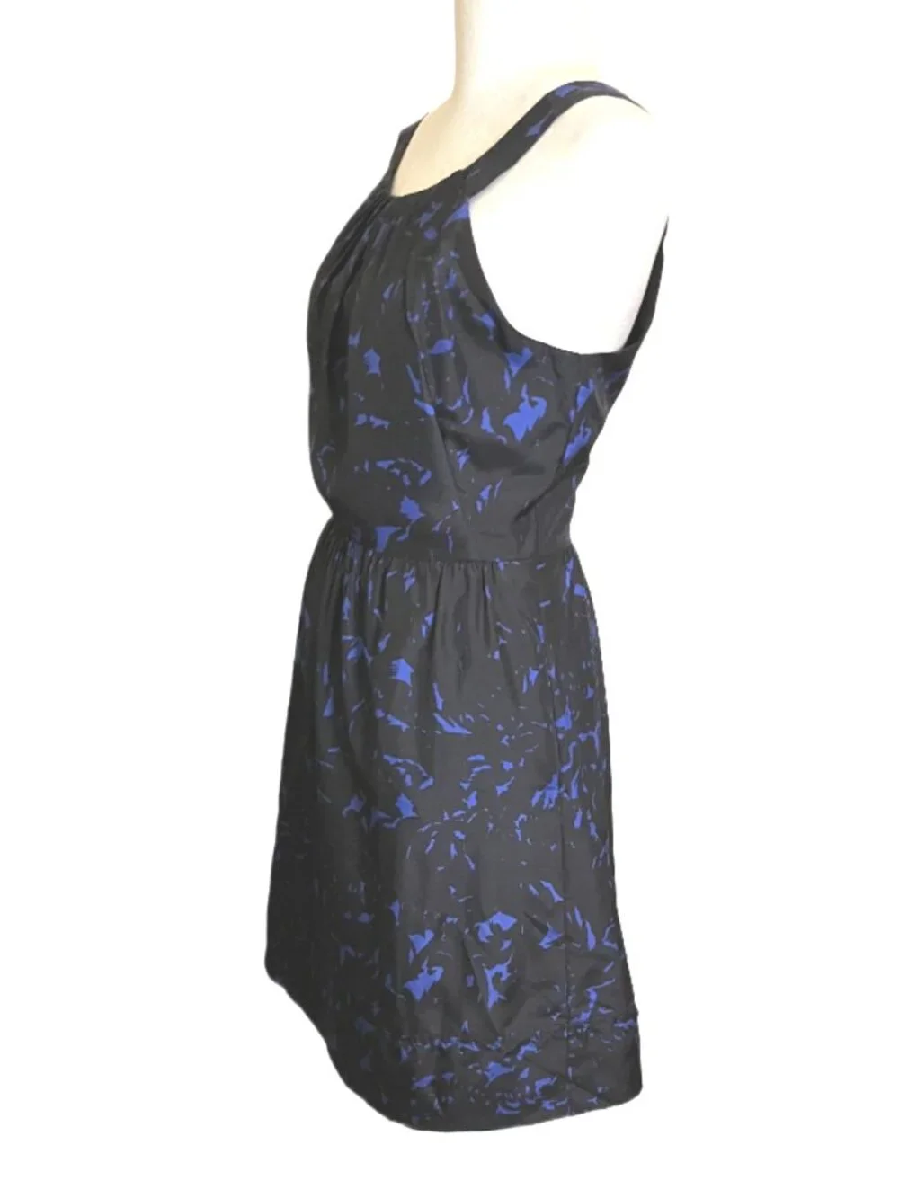 J.Crew Collection 100% Silk Sleeveless Black/Blue Lined Knee Length Dress Size 4